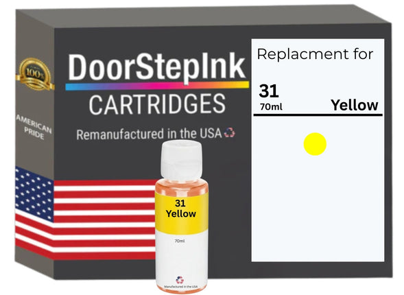 DoorStepInk Brand Replacement for HP 31 (1VV28AN) 70-ml Yellow Standard Yield Ink Bottle Made in the USA