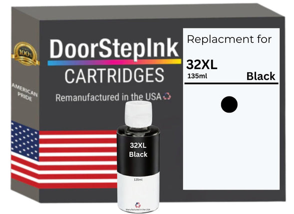 DoorStepInk Brand Replacement For HP 32XL (1VV24AN) 135 ml Black Ink Bottle Made in the USA