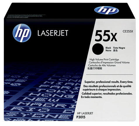 HP 55X High Yield Black LaserJet Toner Cartridge, CE255X