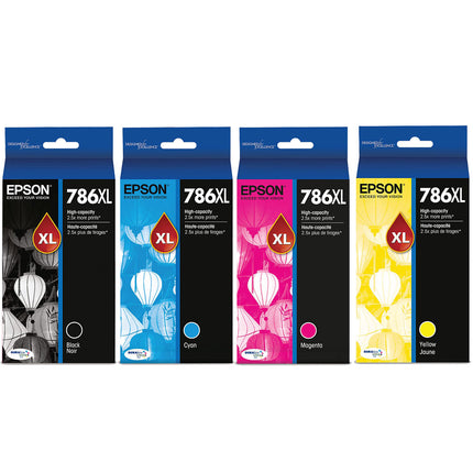 Original Epson 786XL High Yield Black,Cyan, Magenta, Yellow Ink Cartridge, T786XL120- 4 Pack