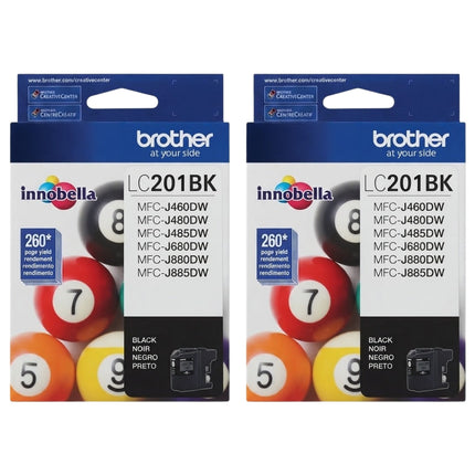 Original Brother LC201 Standard Yield Black Ink Cartridge-2-Pack