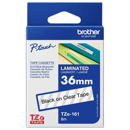 Original Brother TZe-161 Labelling Tape Cassette 36mm (W) * 8m (L) Black on Clear Tape-TZe-161