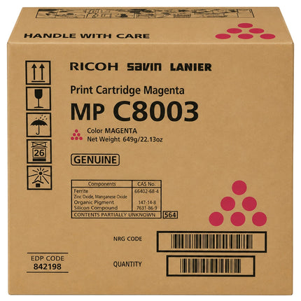 Original Ricoh MP C8003 Standard Yield Magenta Toner Cartridge, 842198