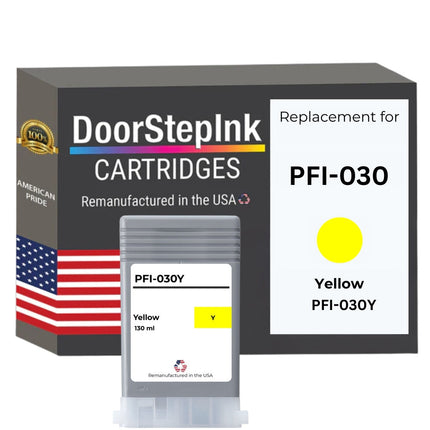 DoorStepInk Brand for Canon PFI-030 130mL Yellow Remanufactured in the USA Ink Cartridges,3492C001