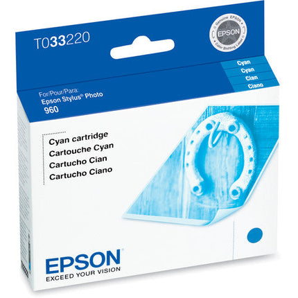 Original Epson T0332 Standard-Yield Cyan Ink Cartridge, T033220
