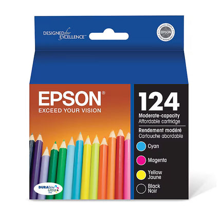 Original Epson T124 Standard Yield Multi-Color (4-Pack) Ink Cartridge, T124120-BCS