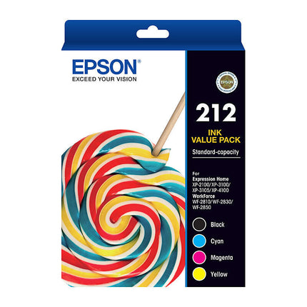 Original Epson 212 Standard Yield Multi-Color (4-Pack) Ink Cartridge, T212520-S