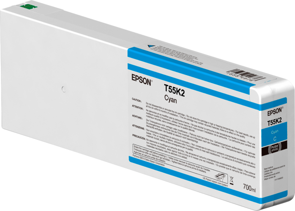 Genuine Epson (700ml) UltraChrome HD Cyan Ink Cartridge, T55K200