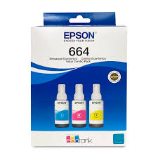 Original Epson (T664) Ultra High-Yield Multi-Color 3-Pack Ink Bottle, T664520-S