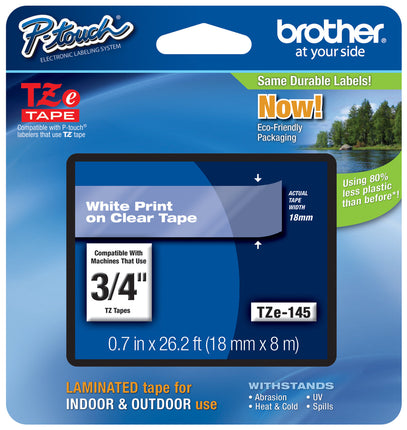 Genuine Brother M-2312PK Tape, 1/2" (0.47") Wide Standard Non-Laminated Tape, Black on White, 0.47" x 26.2' (12mm x 8M) M231 2-PK