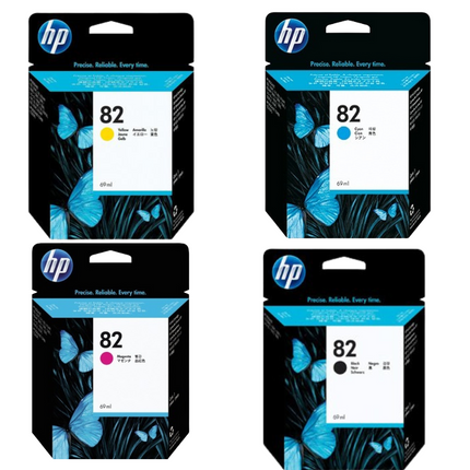 HP 82 69-ml Black, Magenta, Cyan, Yellow Ink Cartridge, 4 Pack