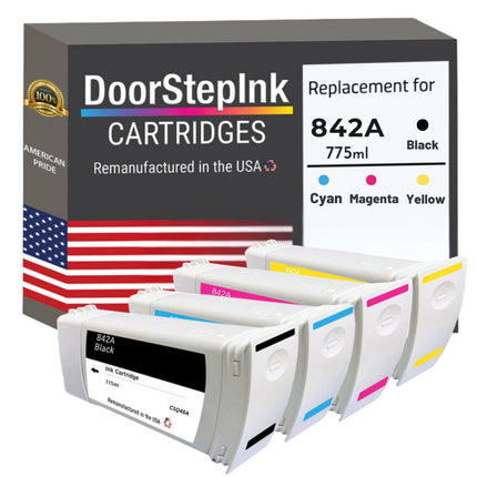 DoorStepInk Brand for HP 842A BCMY Remanufactured in the USA Ink Cartridge-4-Pack