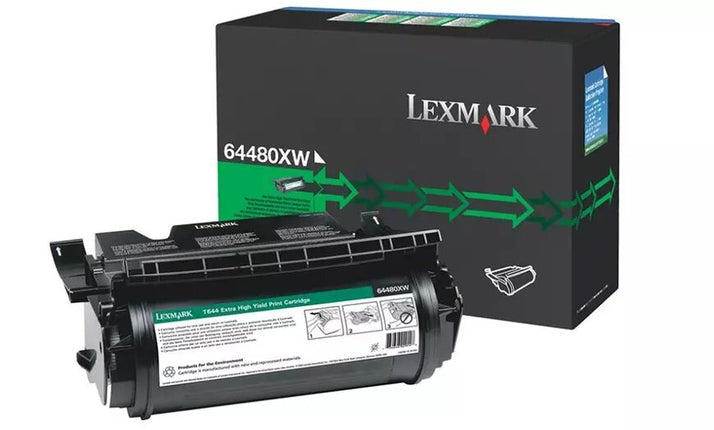 Genuine Lexmark T644 Extra High Yield Black Toner Cartridge, 64480XW