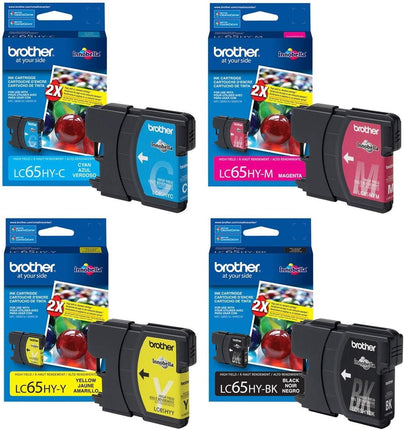 Original Brother LC65 Black, cyan, Magenta, Yellow Ink Cartridges