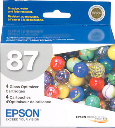 Original Epson 87 (T0870) Gloss Optimizer Ink Cartridge, 4/Pack