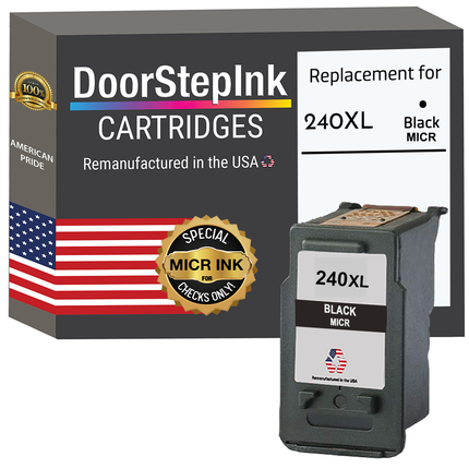 DoorStepInk Brand for Canon PG-240XL Black MICR Remanufactured in the USA Ink Cartridge