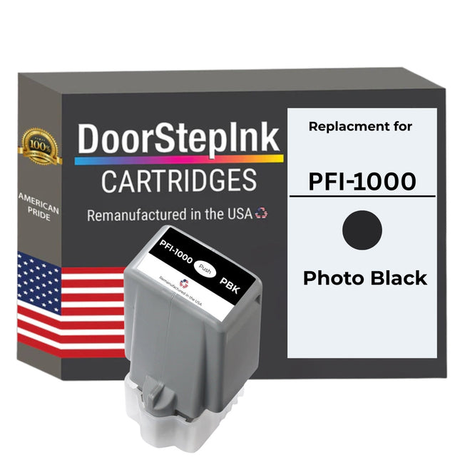 DoorStepInk Brand For Canon PFI-1000 Standard yield Photo Black Remanufactured in the USA Ink Cartridge, 0546C002