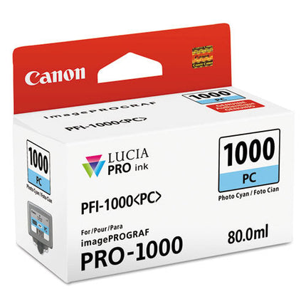 Original Canon PFI-1000 Standard Yield Photo Cyan Ink Cartridge, 0550C002