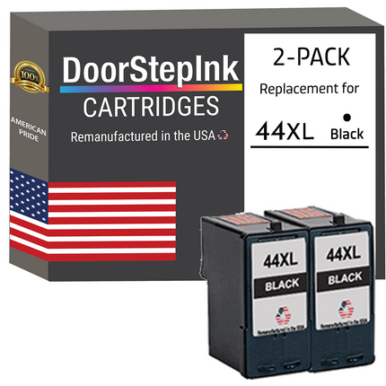 DoorStepInk Remanufactured in the USA Ink Cartridges for Lexmark #44XL Black Twin Pack