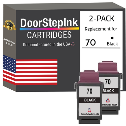DoorStepInk Remanufactured in the USA Ink Cartridges for Lexmark #70 Black Twin Pack