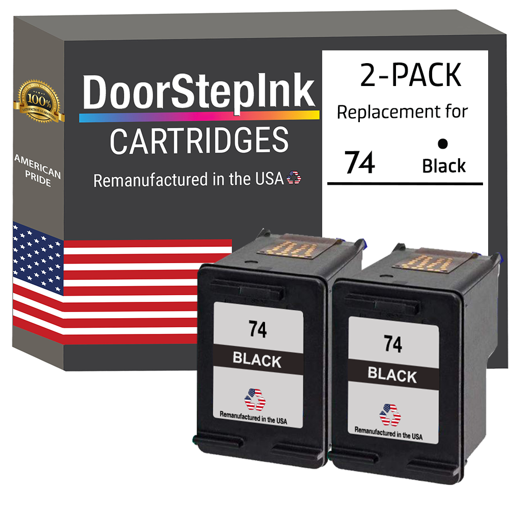 742 Computer Ink DoorStepInk Brand for HP 74 (CB335WN) Black Twin Pack Remanufactured i