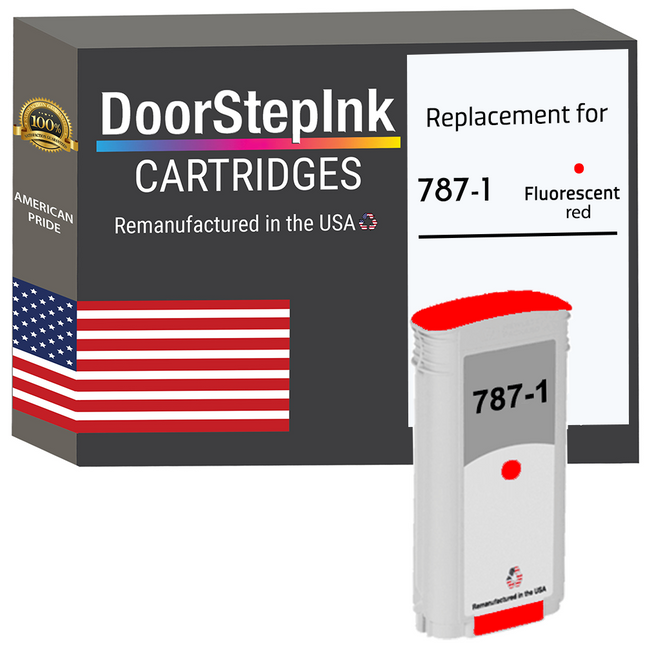 DoorStepInk Remanufactured in the USA Ink Cartridges for Pitney Bowes 787-1 Fluorescent Red