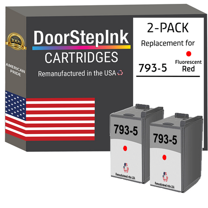 DoorStepInk Remanufactured in the USA Ink Cartridges for Pitney Bowes 793-5 Fluorescent Red Twin Pack