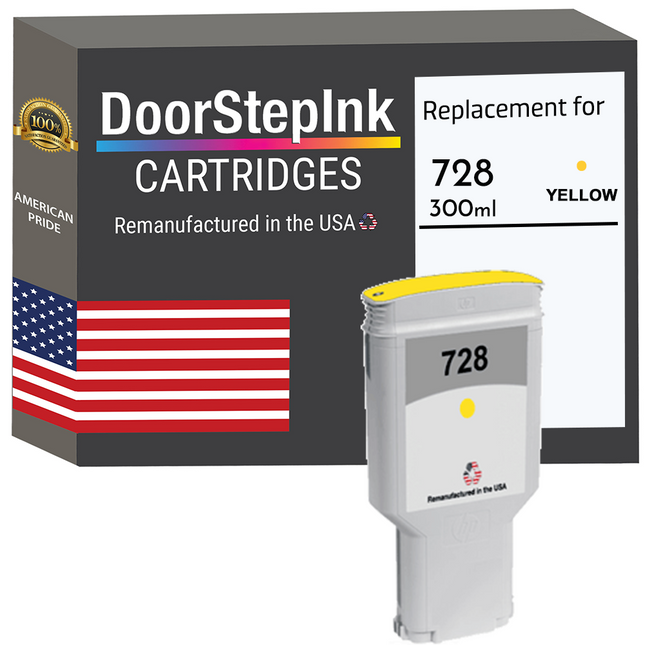 HP 728 Yellow 300mL (F9K15A) Ink Cartridges-Save