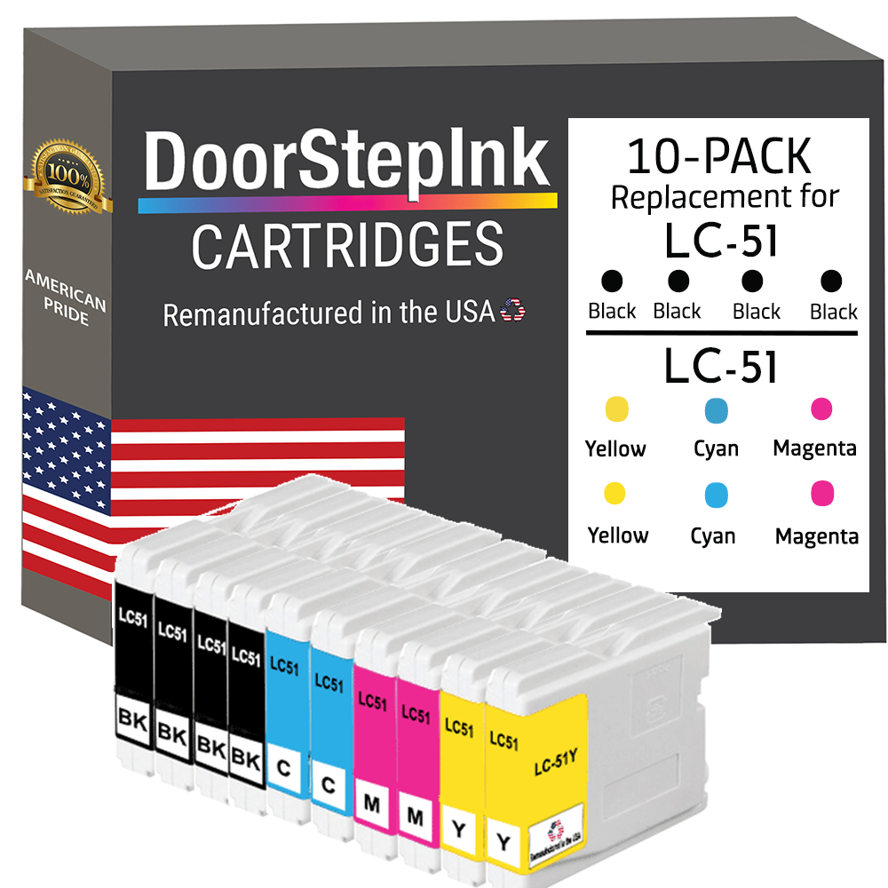 DoorStepInk Brand for Brother LC51 4 Black / 2 Each Color Remanufactur