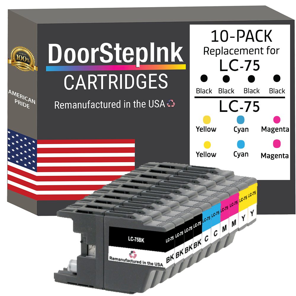 Lc75 Ink DoorStepInk Brand for Brother LC75 4 Black / 2 Each Color Remanufactur