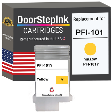 DoorStepInk Remanufactured in the USA Ink Cartridge for Canon PFI-101 130ML Yellow