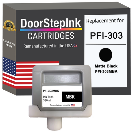 DoorStepInk Remanufactured in the USA Ink Cartridge for Canon PFI-303 330ML Matte Black