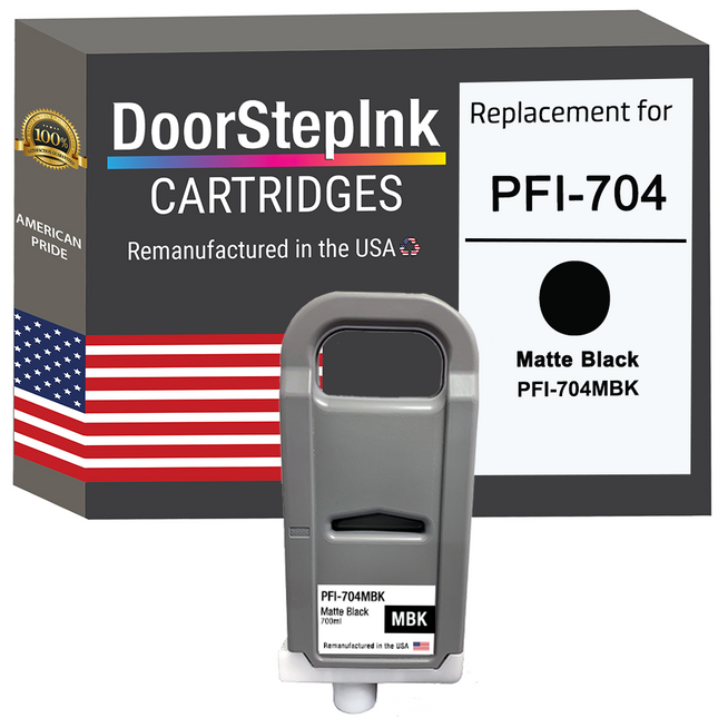 DoorStepInk Remanufactured in the USA Ink Cartridge for Canon PFI-704 700ML Matte Black