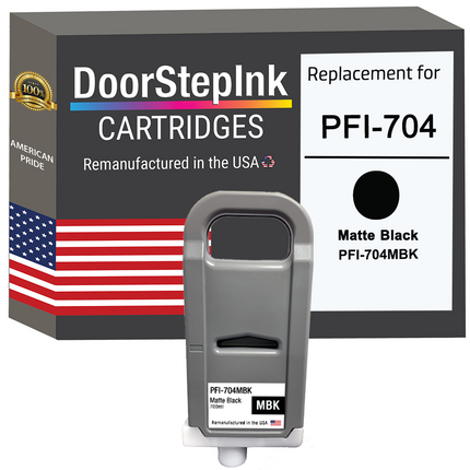 DoorStepInk Remanufactured in the USA Ink Cartridge for Canon PFI-704 700ML Matte Black