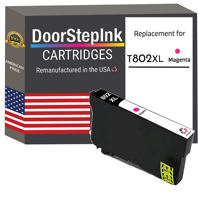DoorStepInk Remanufactured in the USA Ink Cartridge for Epson T802XL Magenta