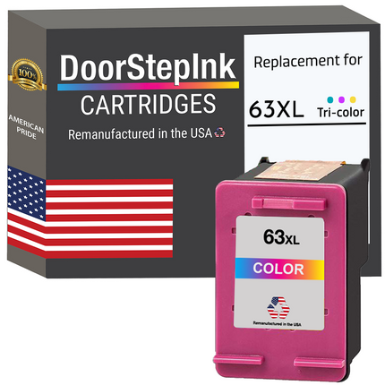 DoorStepInk Remanufactured in the USA Ink Cartridge for 63XL F6U63AN Tri-Color