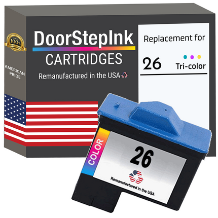 DoorStepInk Remanufactured in the USA Ink Cartridge for Lexmark #26 Tri-Color