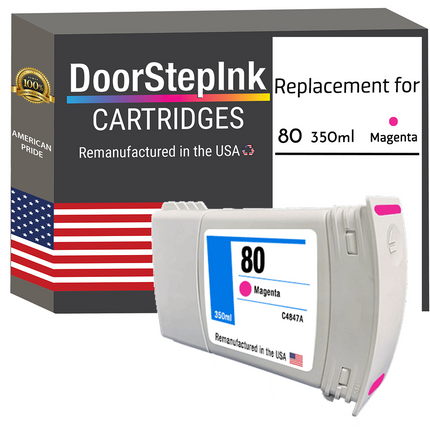 DoorStepInk Remanufactured in the USA Ink Cartridge for HP 80 350mL Magenta