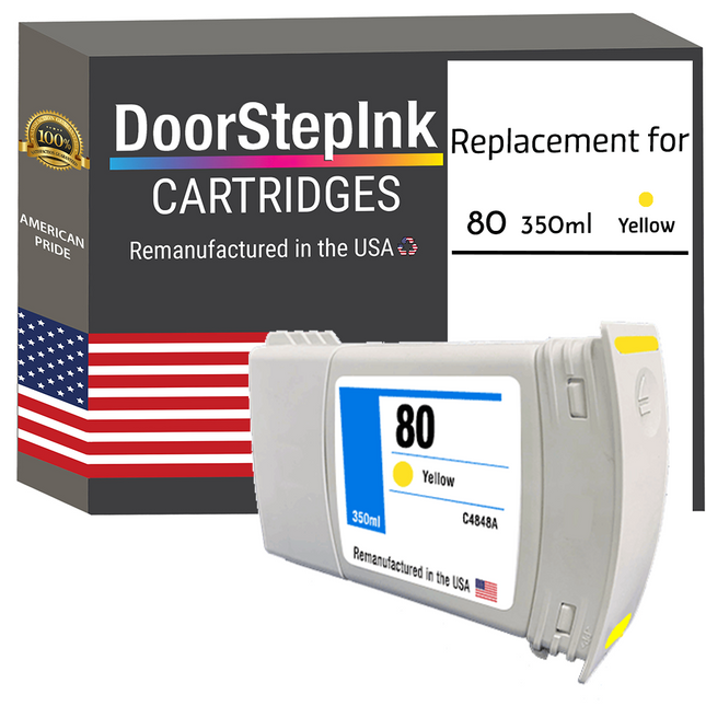 DoorStepInk Remanufactured in the USA Ink Cartridge for HP 80 350mL Yellow