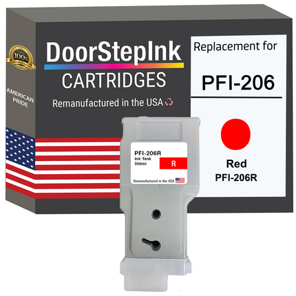DoorStepInk Remanufactured in the USA Ink Cartridge for Canon PFI-206 300ML Red