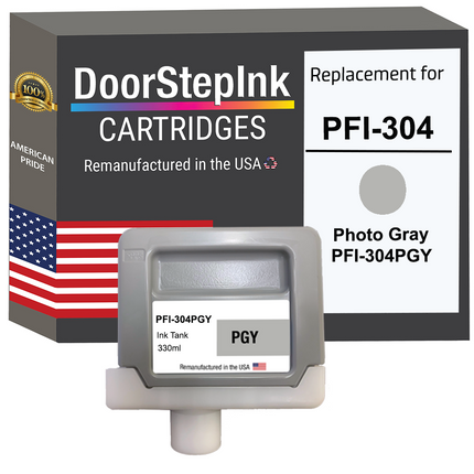 DoorStepInk Remanufactured in the USA Ink Cartridge for Canon PFI-304 330ML Photo Gray