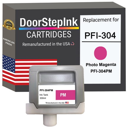 DoorStepInk Remanufactured in the USA Ink Cartridge for Canon PFI-304 330ML Photo Magenta