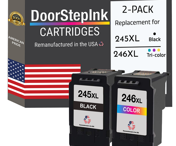 DoorStepInk Brand for Canon PG-245XL Black CL-246XL Color Combo Pack H
