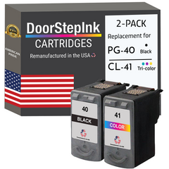 DoorStepInk Remanufactured in the USA Ink Cartridges for Canon PG-40 Black / CL-41 Color Combo Pack
