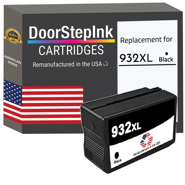 DoorStepInk Remanufactured in the USA Ink Cartridges for 932XL CN053AN 1 Black