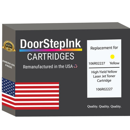 DoorStepInk Remanufactured in the USA For Xerox 106R02227 Yellow LaserJet Toner Cartridge, 106R02227