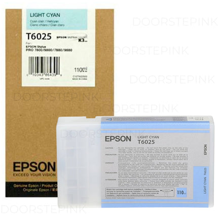 Genuine Epson T6025 110ml UltraChrome Light Cyan Ink Cartridge, T602500