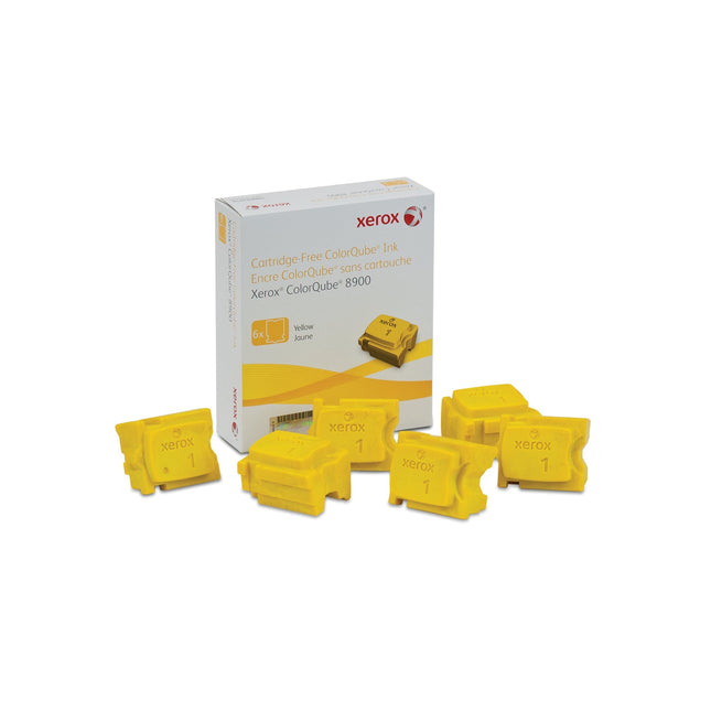 Genuine Xerox ColorQube Ink Yellow, ColorQube 8900 (6 Sticks), 108R01016