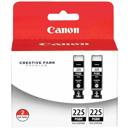 Original Canon PGI-225 (2-Pack) Standard Yield Black Ink Cartridge, 4530B007