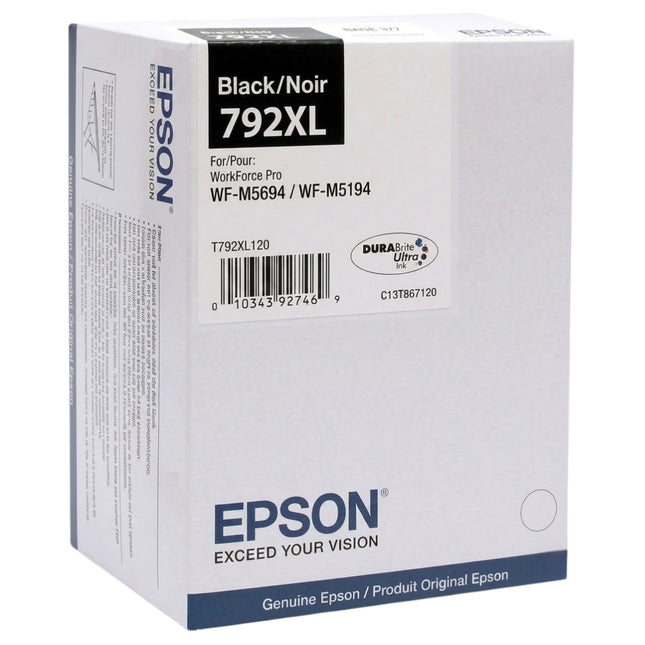 Original Epson 792XL High-Yield Black Ink Cartridge, T792XL120
